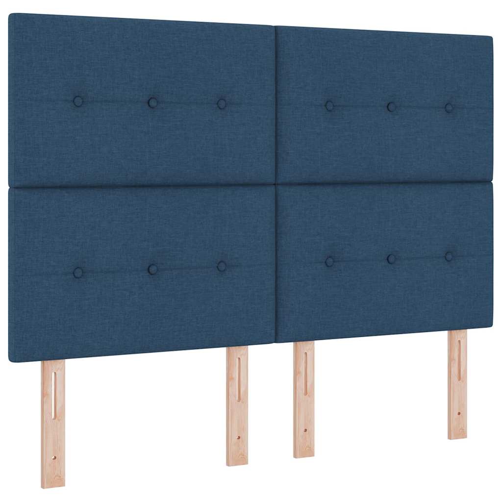 Postel S Boxspringem S Čelo Modrá 160 X 200 Cm Textil
