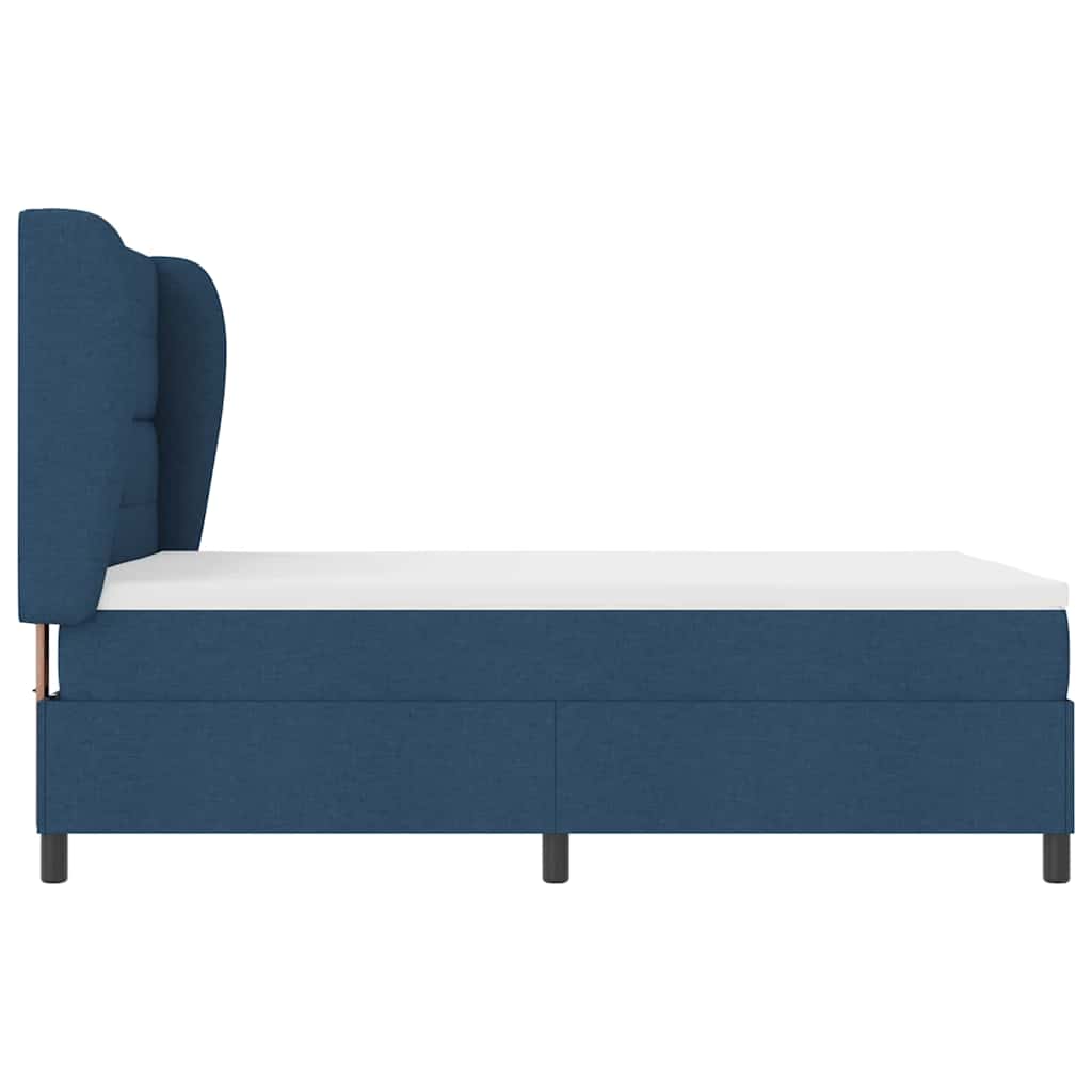 Postel S Boxspringem S Čelo Modrá 160 X 200 Cm Textil