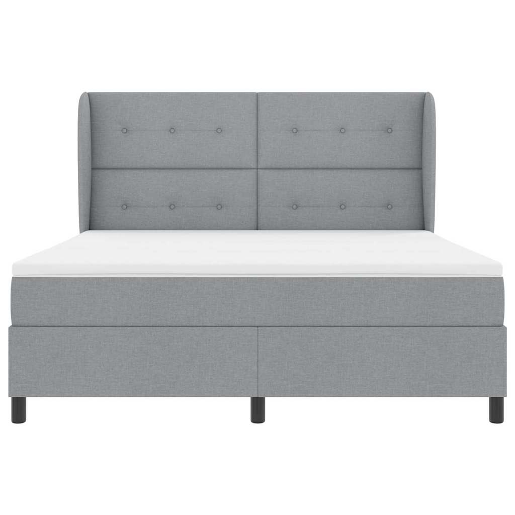 Postel S Boxspringem S Čelo Světle Šedá 180 X 200 Cm Textil