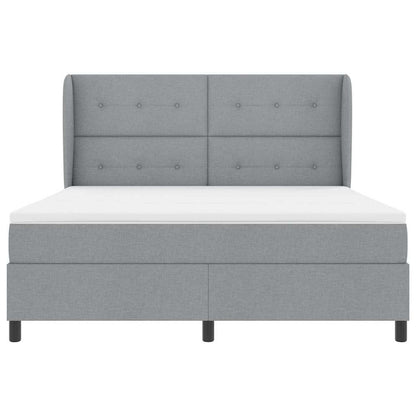 Postel S Boxspringem S Čelo Světle Šedá 180 X 200 Cm Textil