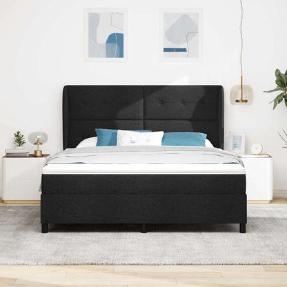 Postel S Boxspringem S Čelo Černá 180 X 200 Cm Textil