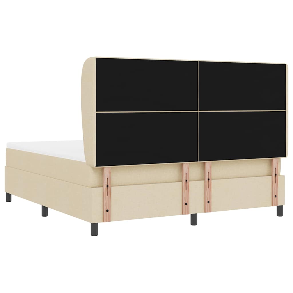 Postel S Boxspringem S Čelo Krémová 180 X 200 Cm Textil