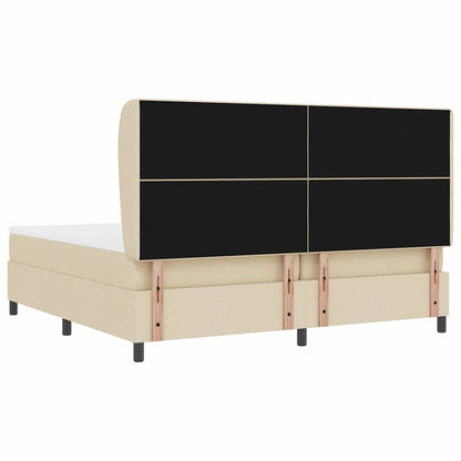 Postel S Boxspringem S Čelo Krémová 200 X 200 Cm Textil