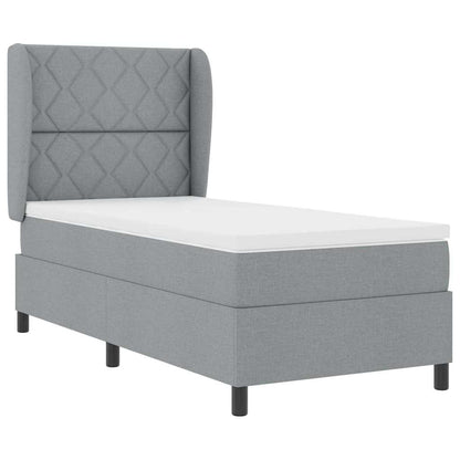 Postel S Boxspringem S Čelo Světle Šedá 100 X 200 Cm Textil