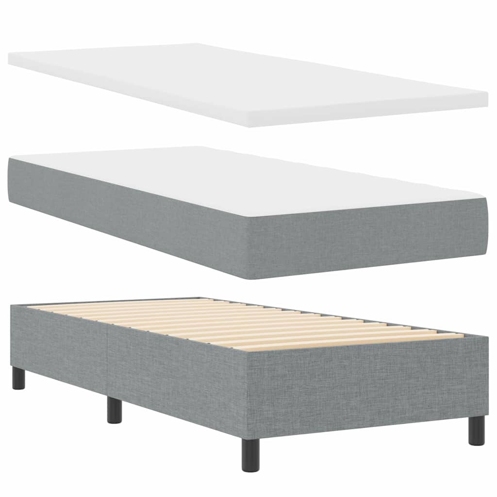 Postel S Boxspringem S Čelo Světle Šedá 100 X 200 Cm Textil