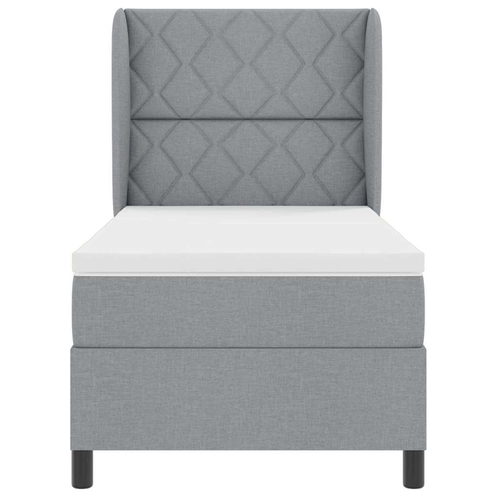 Postel S Boxspringem S Čelo Světle Šedá 100 X 200 Cm Textil
