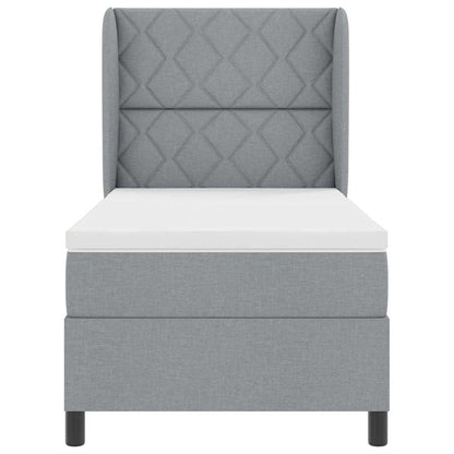 Postel S Boxspringem S Čelo Světle Šedá 100 X 200 Cm Textil