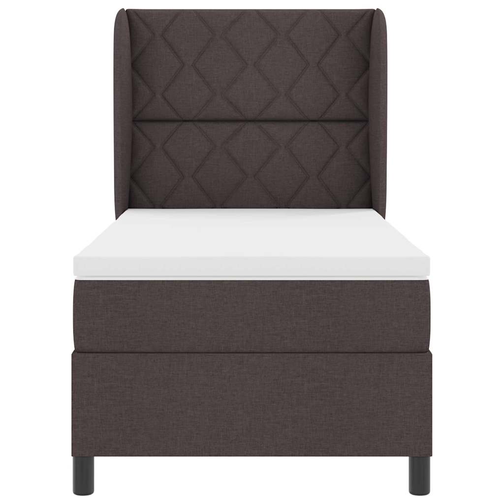 Postel S Boxspringem S Čelo Tmavě Hnědá 100 X 200 Cm Textil