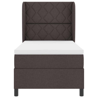Postel S Boxspringem S Čelo Tmavě Hnědá 100 X 200 Cm Textil