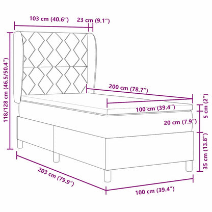 Postel S Boxspringem S Čelo Tmavě Hnědá 100 X 200 Cm Textil