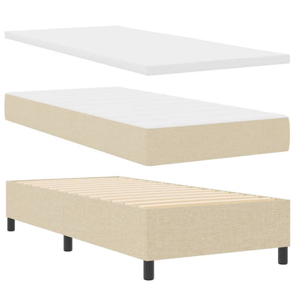 Postel S Boxspringem S Čelo Krémová 100 X 200 Cm Textil