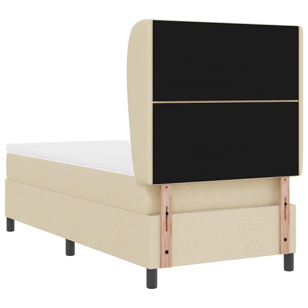 Postel S Boxspringem S Čelo Krémová 100 X 200 Cm Textil