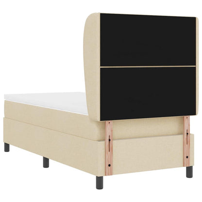 Postel S Boxspringem S Čelo Krémová 100 X 200 Cm Textil
