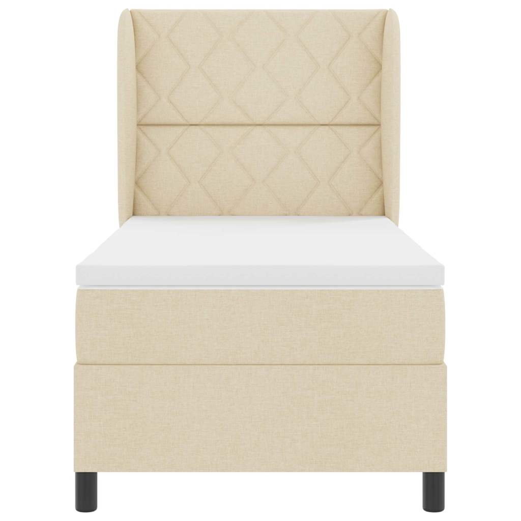Postel S Boxspringem S Čelo Krémová 100 X 200 Cm Textil