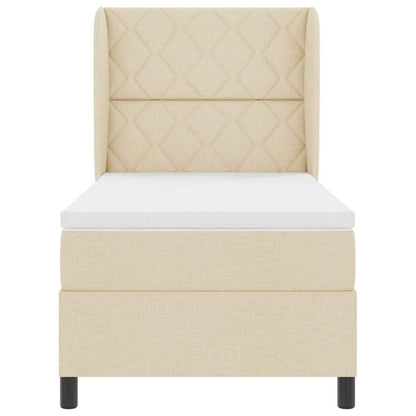 Postel S Boxspringem S Čelo Krémová 100 X 200 Cm Textil