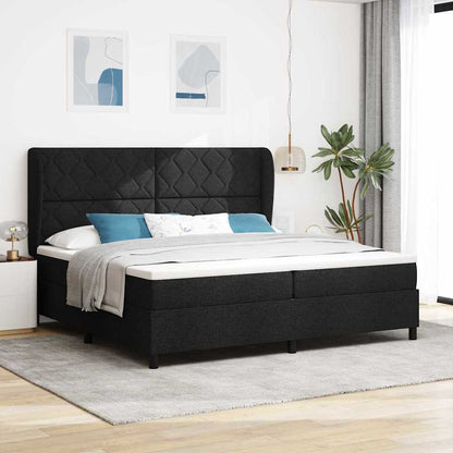 Postel S Boxspringem S Čelo Černá 200 X 200 Cm Textil