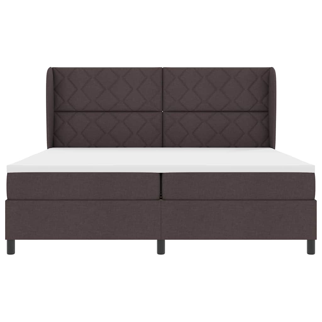 Postel S Boxspringem S Čelo Tmavě Hnědá 200 X 200 Cm Textil