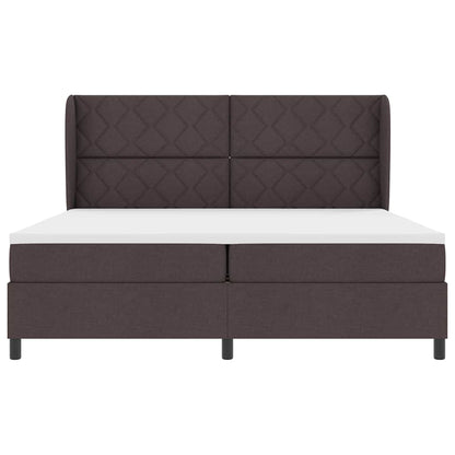 Postel S Boxspringem S Čelo Tmavě Hnědá 200 X 200 Cm Textil