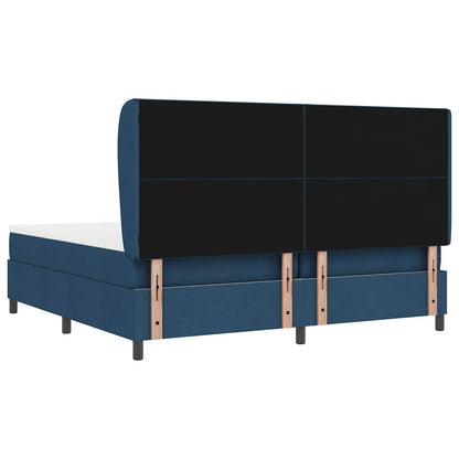 Postel S Boxspringem S Čelo Modrá 200 X 200 Cm Textil