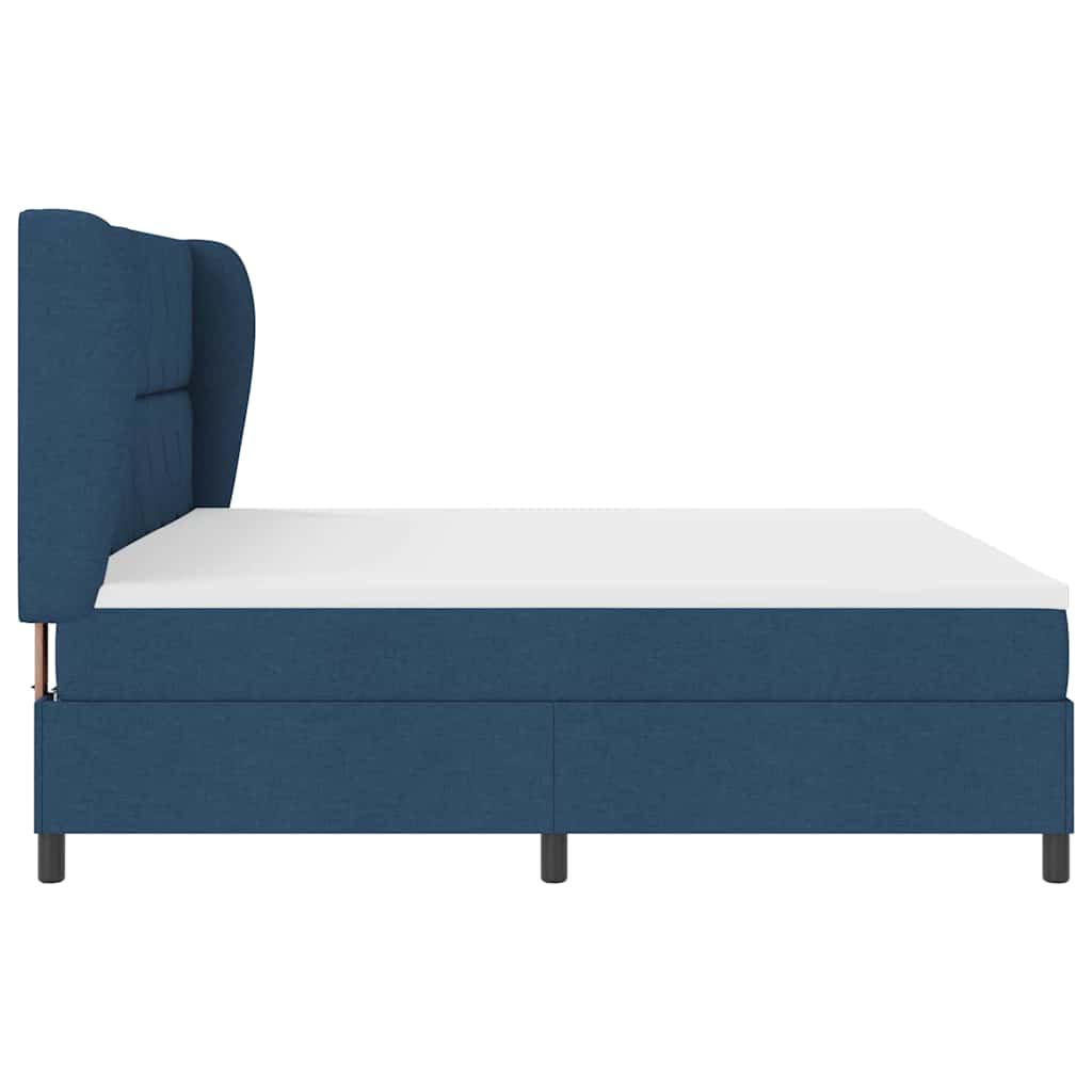 Postel S Boxspringem S Čelo Modrá 200 X 200 Cm Textil