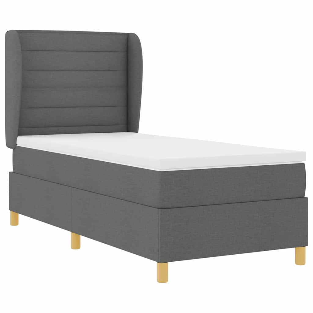 Postel S Boxspringem S Matrací Tmavě Šedá 200 X 80 Cm Textil