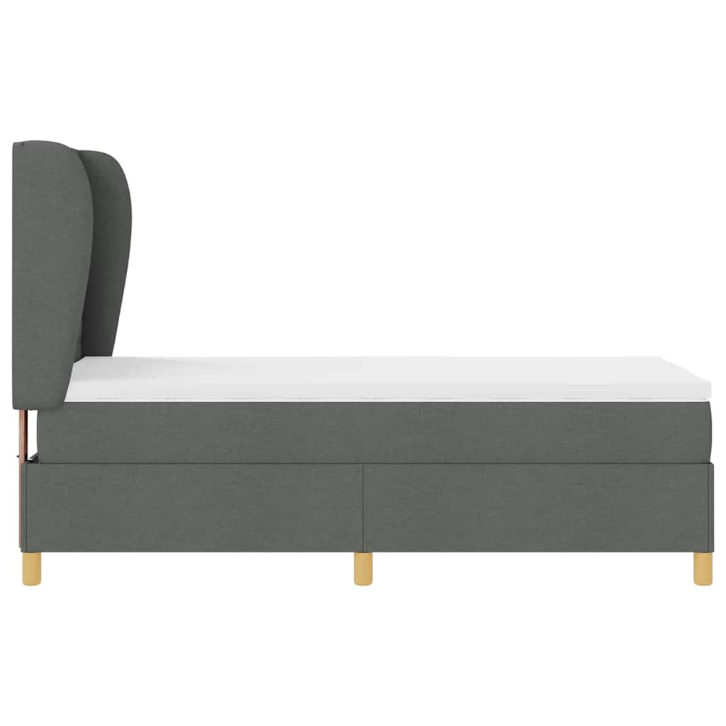 Postel S Boxspringem S Matrací Tmavě Šedá 200 X 80 Cm Textil