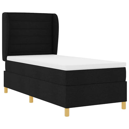 Postel S Boxspringem S Matrací S Čelo Černý 200 X 80 Cm Textil