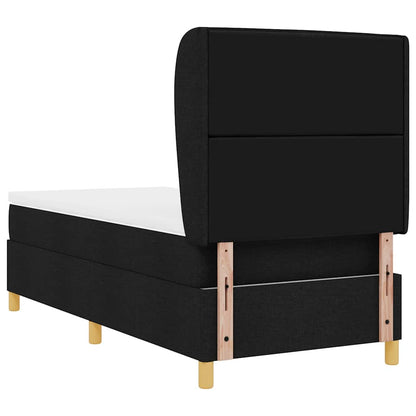 Postel S Boxspringem S Matrací S Čelo Černý 200 X 80 Cm Textil