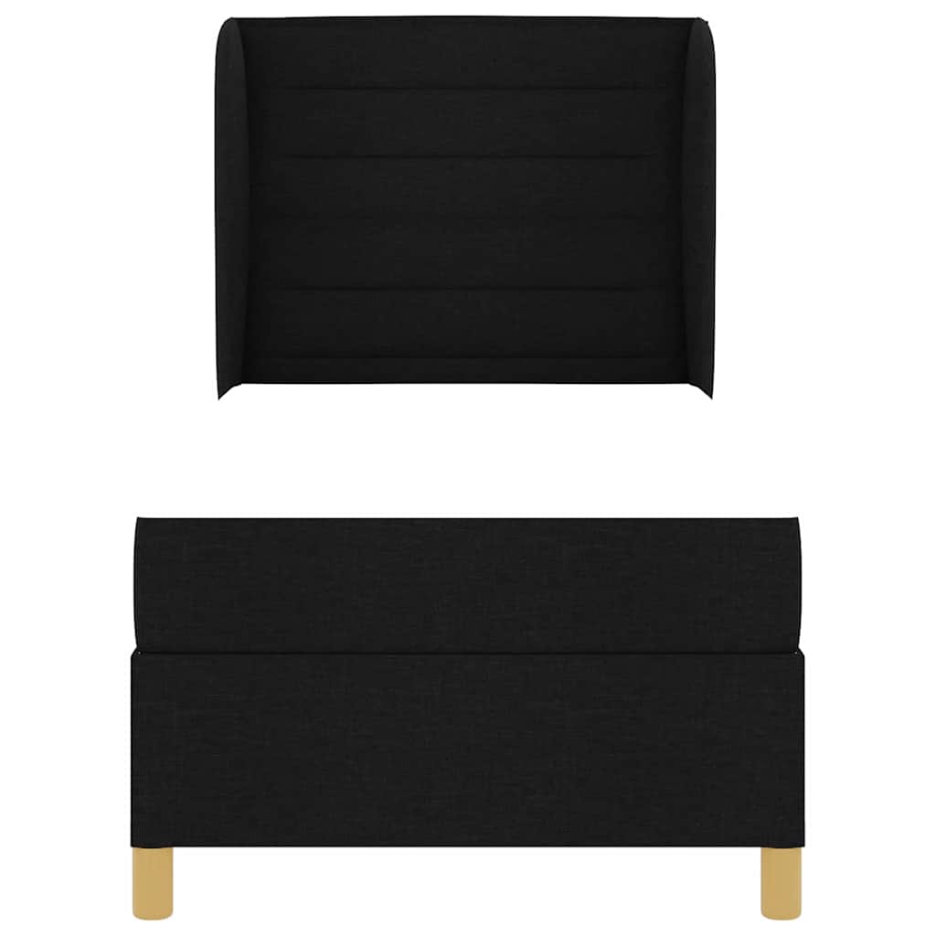 Postel S Boxspringem S Matrací S Čelo Černý 200 X 80 Cm Textil