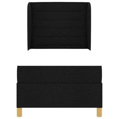 Postel S Boxspringem S Matrací S Čelo Černý 200 X 80 Cm Textil