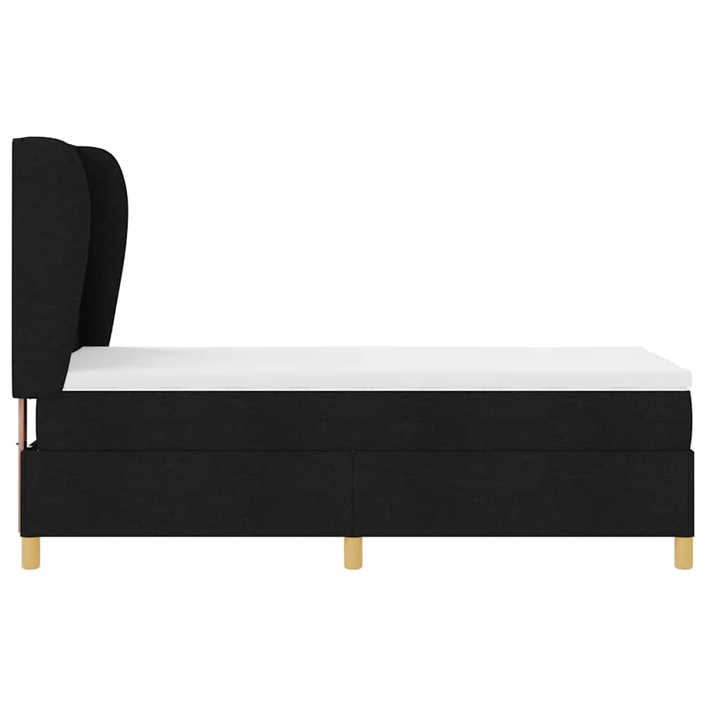 Postel S Boxspringem S Matrací S Čelo Černý 200 X 80 Cm Textil