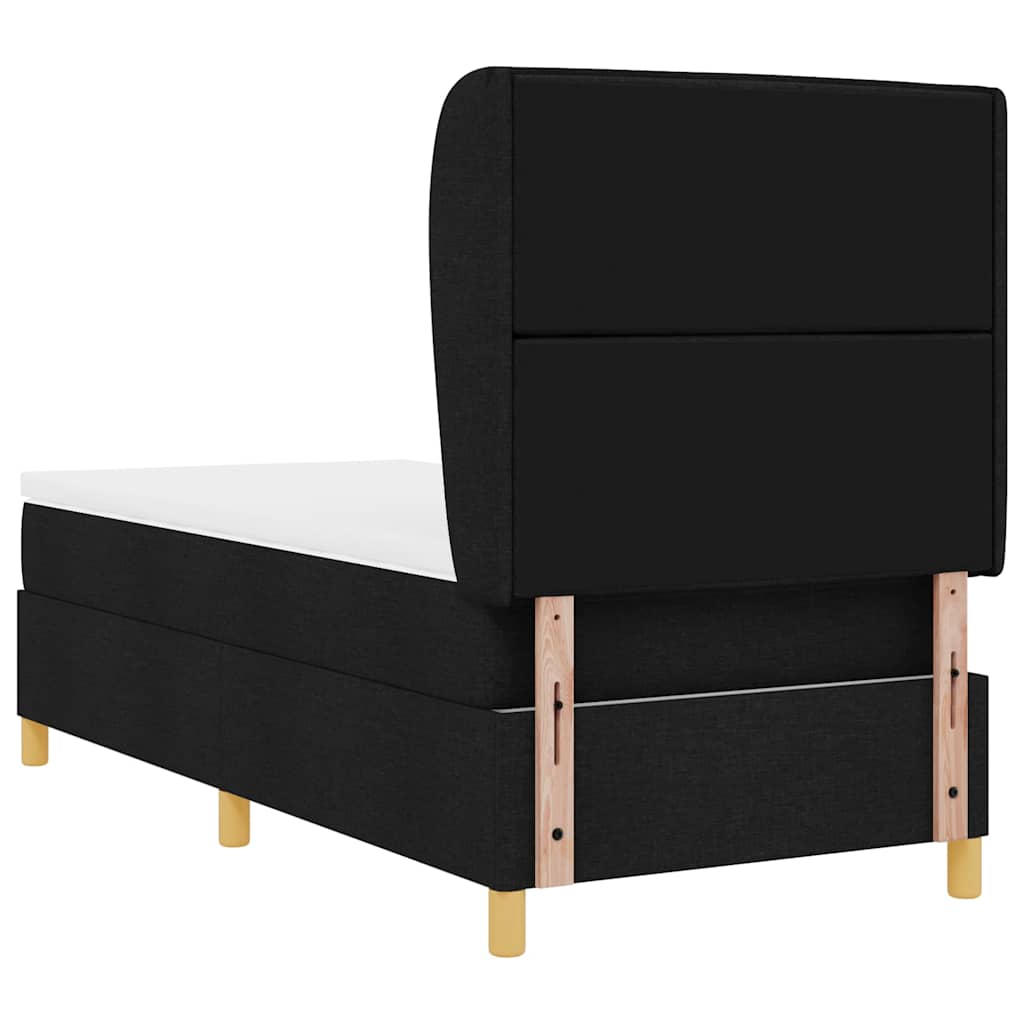 Postel S Boxspringem S Matrací S Čelo Černý 190 X 90 Cm Textil