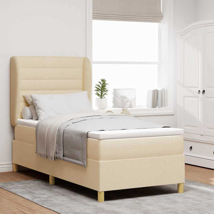Postel S Boxspringem S Matrací Krémová 200 X 100 Cm Textil