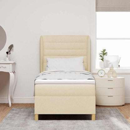 Postel S Boxspringem S Matrací Krémová 200 X 100 Cm Textil