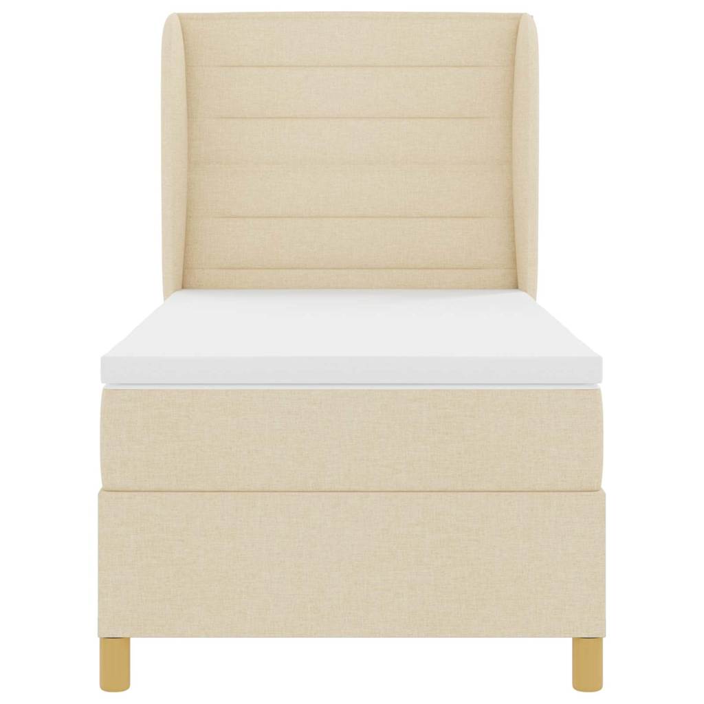 Postel S Boxspringem S Matrací Krémová 200 X 100 Cm Textil