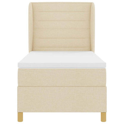 Postel S Boxspringem S Matrací Krémová 200 X 100 Cm Textil
