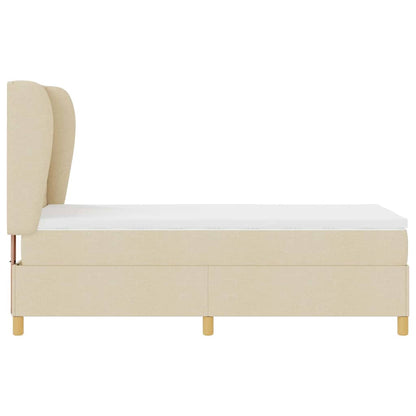 Postel S Boxspringem S Matrací Krémová 200 X 100 Cm Textil
