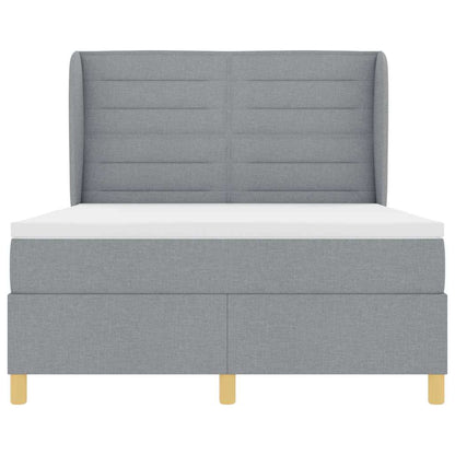 Postel S Boxspringem S Matrací Světle Šedá 190 X 140 Cm Textil