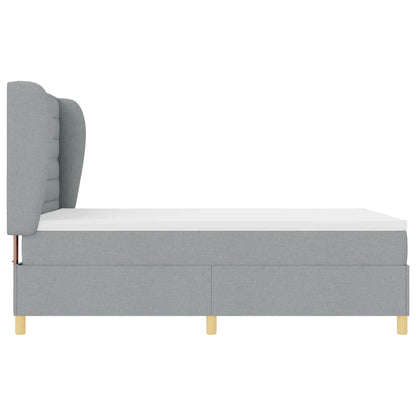 Postel S Boxspringem S Matrací Světle Šedá 190 X 140 Cm Textil