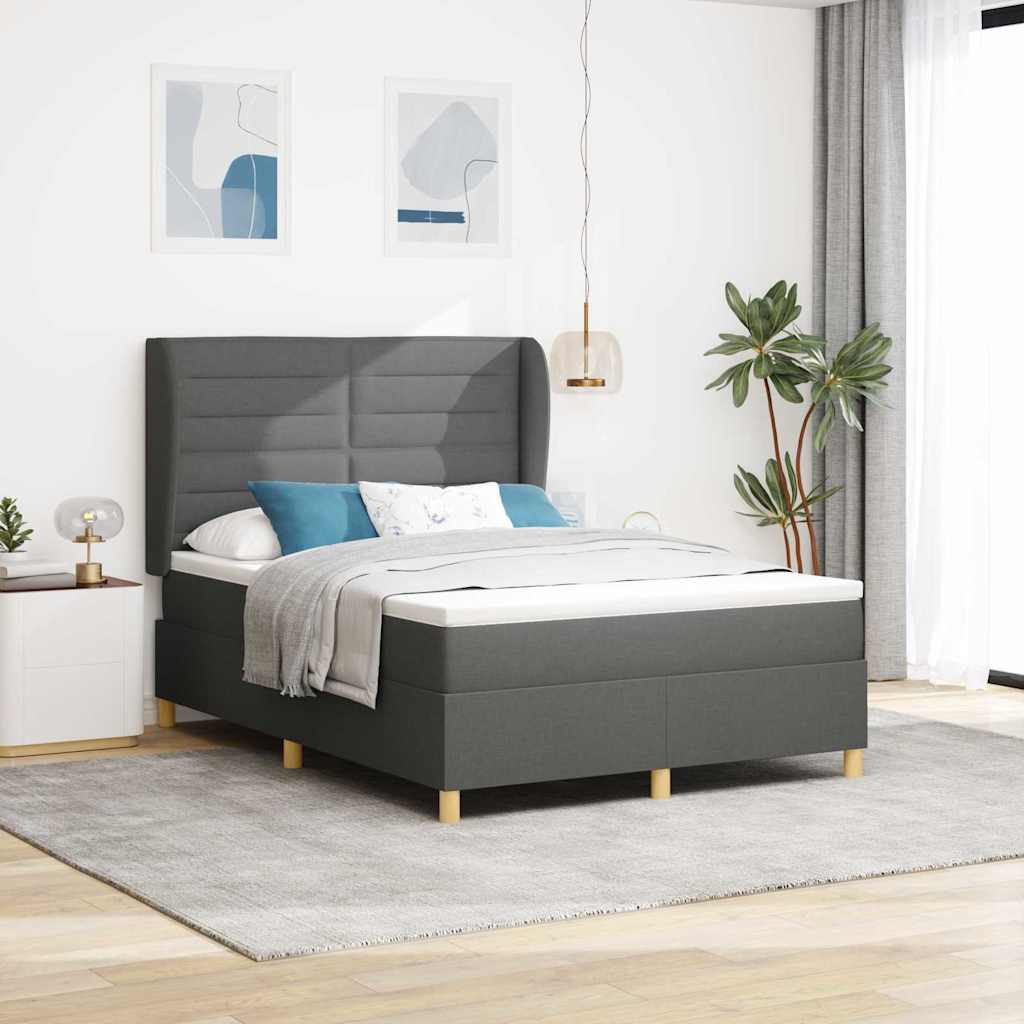 Postel S Pružinami A Matrací Tmavě Šedá 90X190 Cm Tmavě Šedá