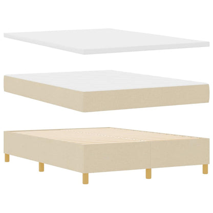 Postel S Boxspringem S Matrací Krémová 190 X 140 Cm Textil