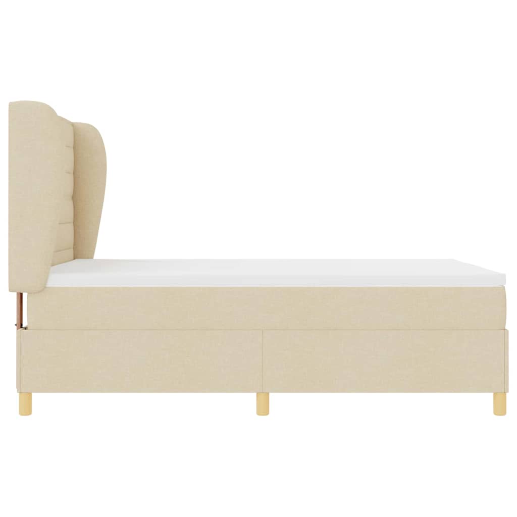 Postel S Boxspringem S Matrací Krémová 190 X 140 Cm Textil