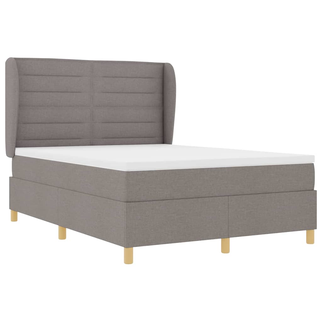 Postel S Boxspringem S Matrací S Čelo Taupe 200 X 140 Cm Textil