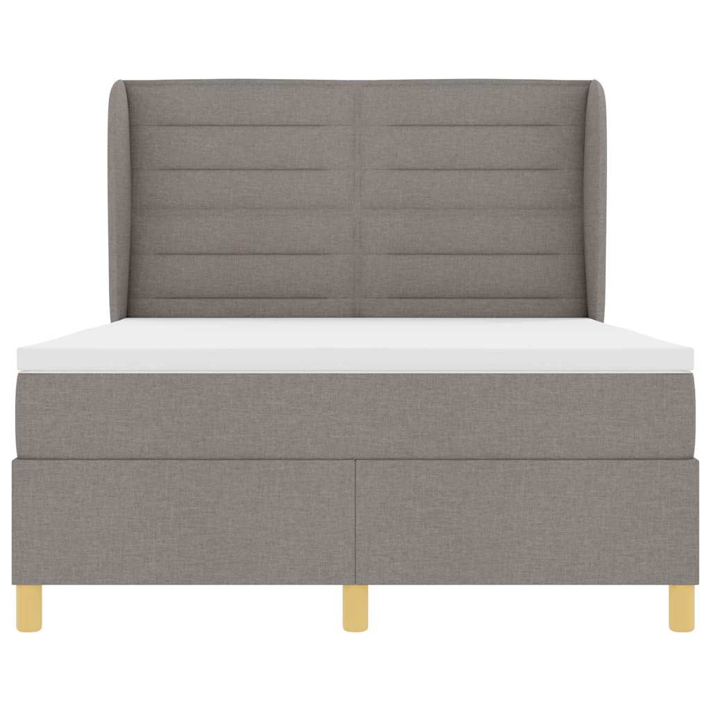 Postel S Boxspringem S Matrací S Čelo Taupe 200 X 140 Cm Textil