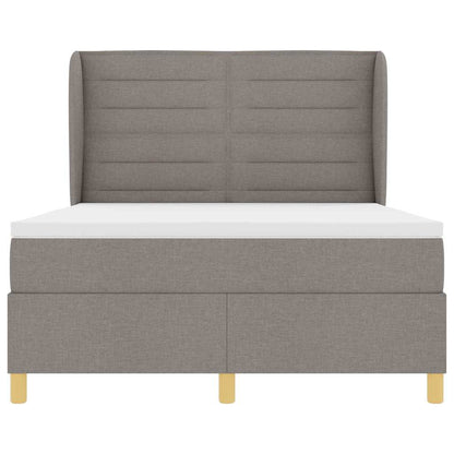 Postel S Boxspringem S Matrací S Čelo Taupe 200 X 140 Cm Textil
