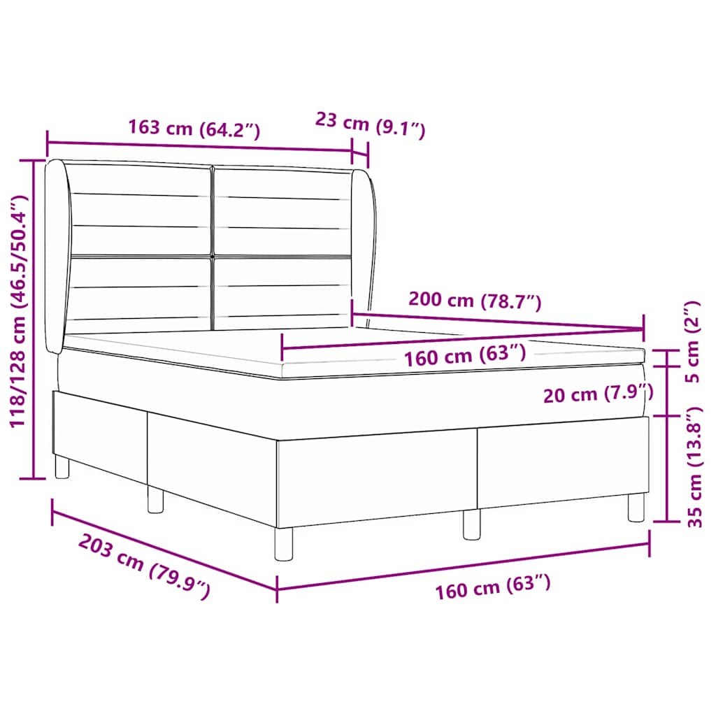 Postel S Boxspringem S Matrací Světle Šedá 200 X 160 Cm Textil