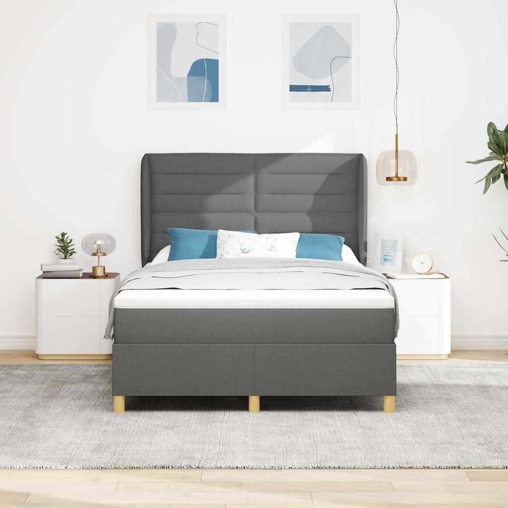 Postel S Boxspringem S Matrací Tmavě Šedá 200 X 160 Cm Textil