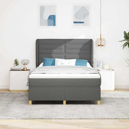 Postel S Boxspringem S Matrací Tmavě Šedá 200 X 160 Cm Textil