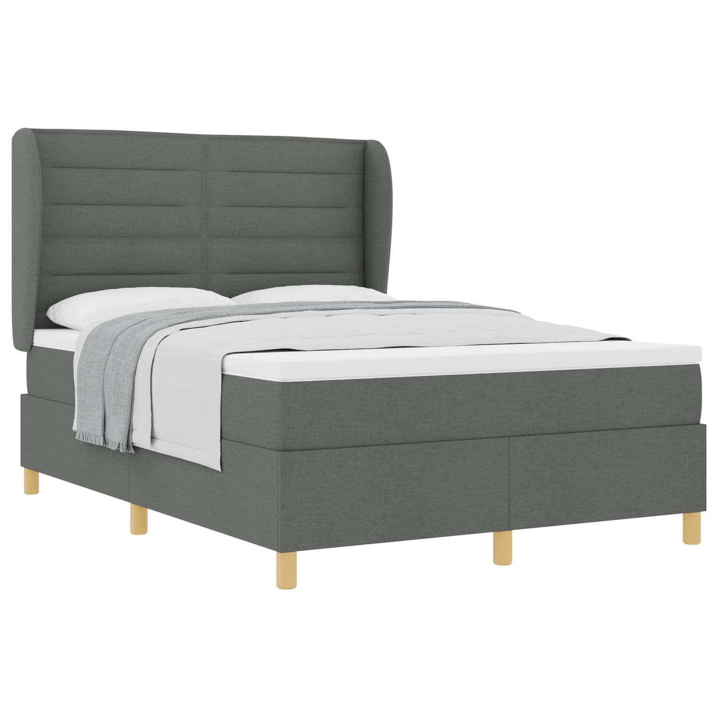 Postel S Boxspringem S Matrací Tmavě Šedá 200 X 160 Cm Textil