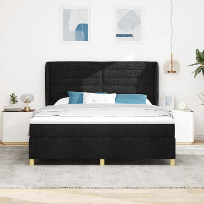 Postel S Boxspringem S Čelo Černý 200 X 180 Cm Textil